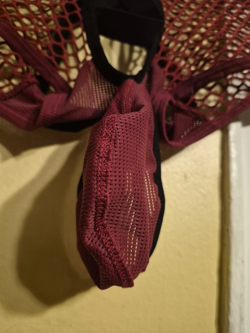 Men's Mesh Briefs with Gold Waistband - Burgundy, By KarenSpace SZ L
